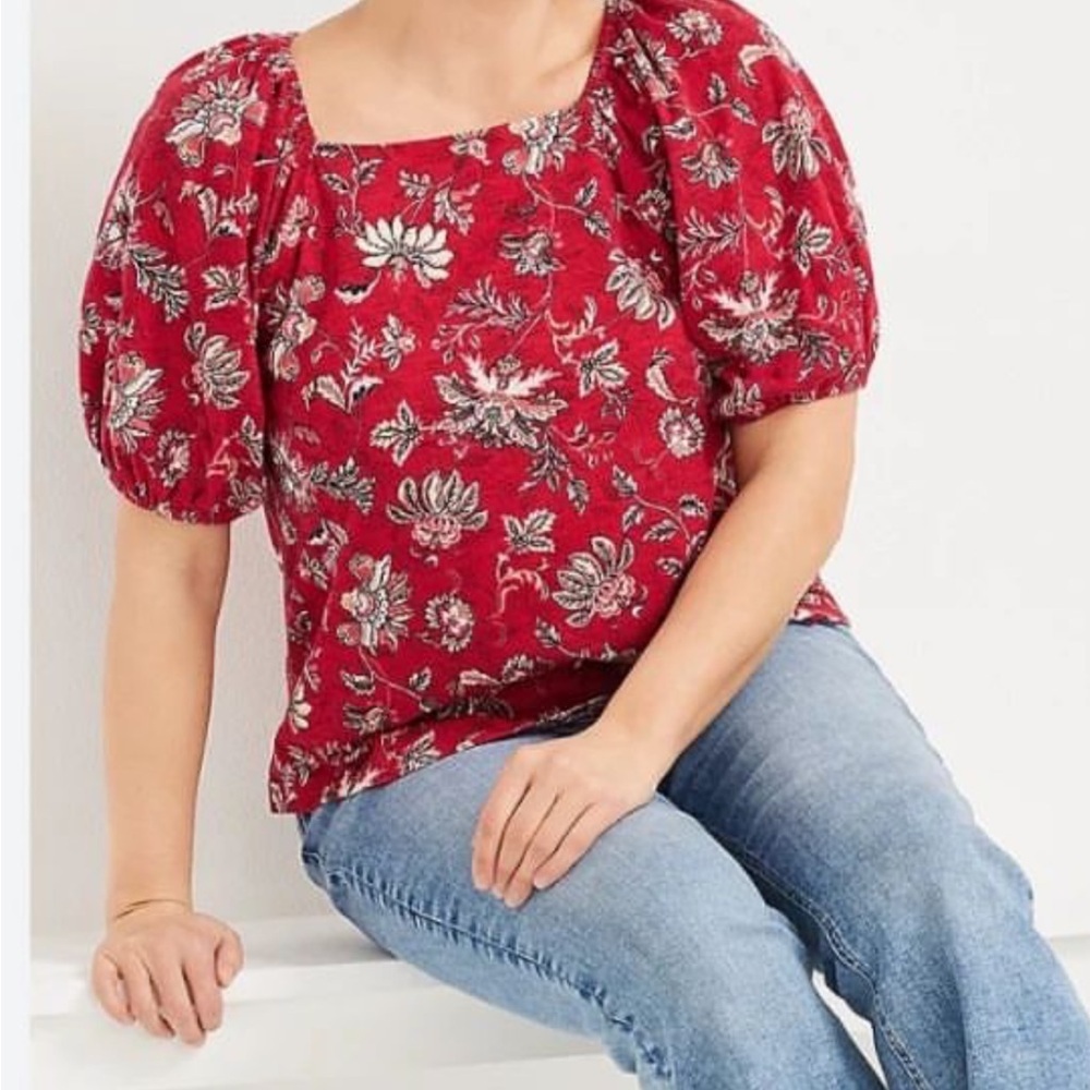 Maurices Red Puff Sleeve Blouse